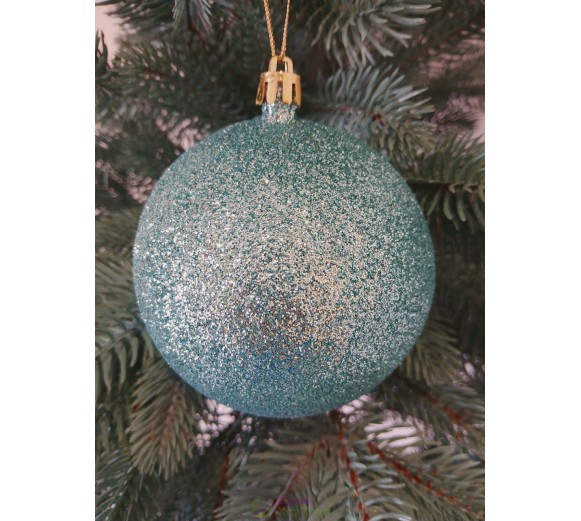 Новорічна куля "Блискітки" Ø100мм м'ятна, ціна за набір 3шт